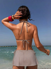 Halterneck Stripe Bikinis 2 Piece Swimsuit CASF 6833