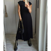 Plus Size Solid Color Pleated Loose Maxi Dress GMAN 28011