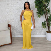 Solid Color Hollow Out Maxi Dress QODY 6079