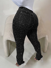 Hot Drill Holes Raw Edge Jeans CH 88028