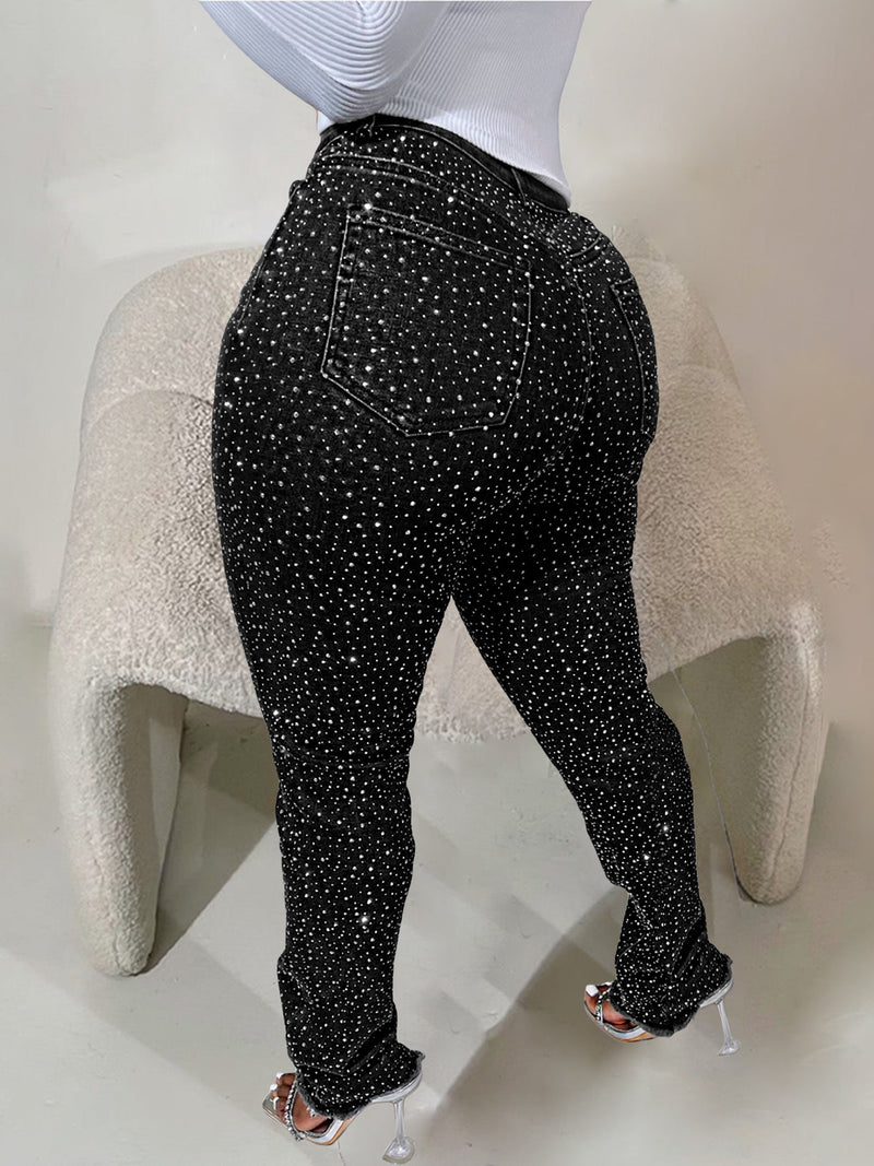 Hot Drill Holes Raw Edge Jeans CH 88028