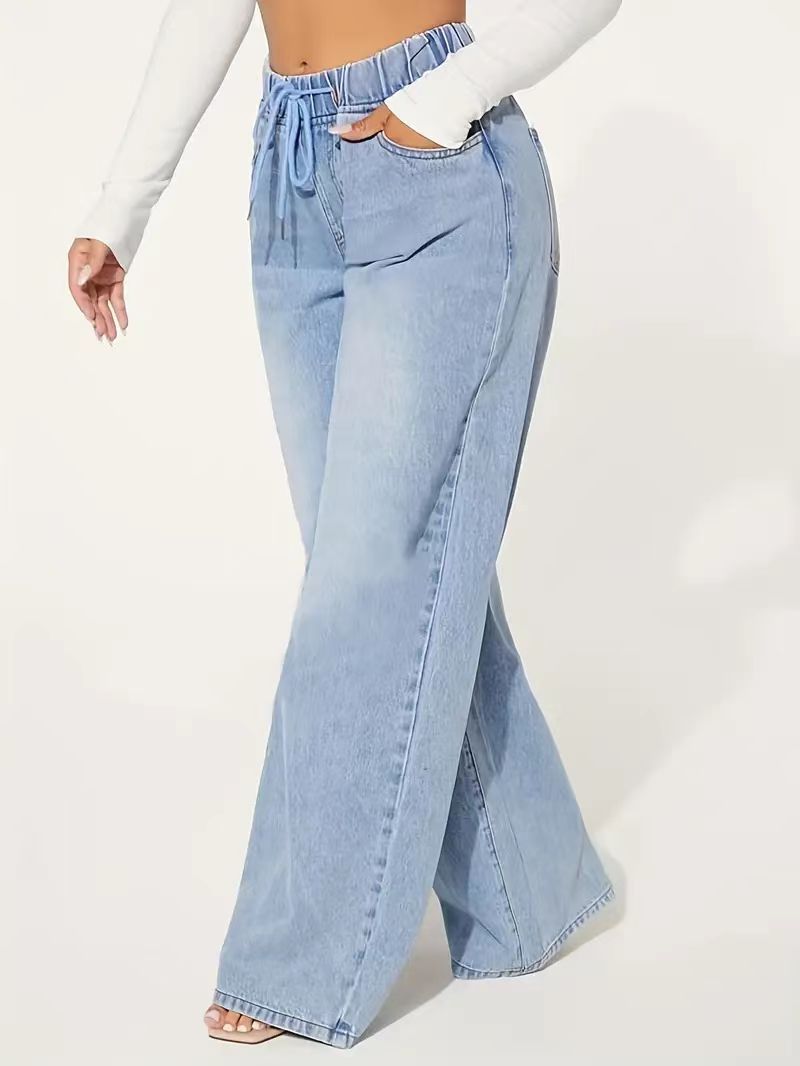 Drawstring Loose Wide Leg Jeans GSMF JQ2402