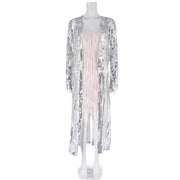 Plus Size Sequin Embroidered See Through Cardigan Coats GMMD 8088