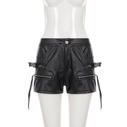 Zipper Leather Shorts GPKJ MR50569