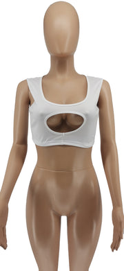 Sexy Sleeveless Hollow Cropped Tank Top WSYF 5827