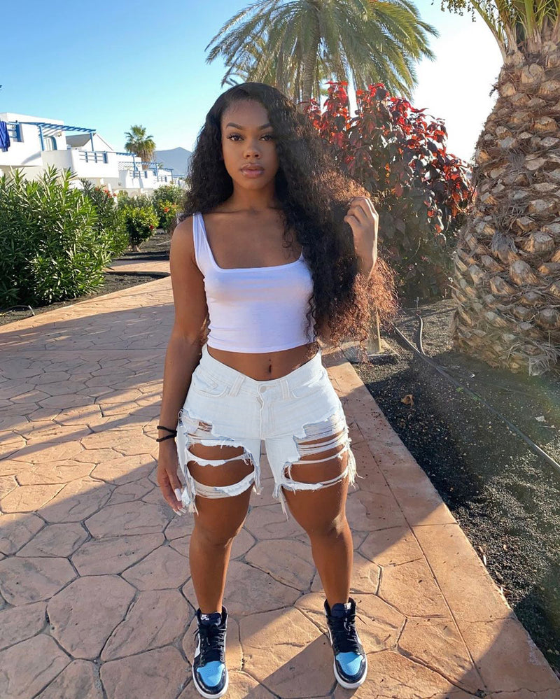 Sexy Hole Fringed Jeans Shorts HMS 5309