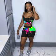 Plus Size Letter Print Cami Top Shorts 2 Piece Sets TE 4092