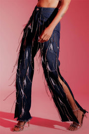 Fashion Tassel Loose Split Jeans LSD 2491