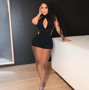 Sexy Solid Halter Top And Shorts Two Piece Sets YIBF 6046