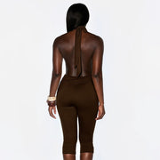 Solid Color Halterneck Backless Seventh Jumpsuit GDSF C26JP127