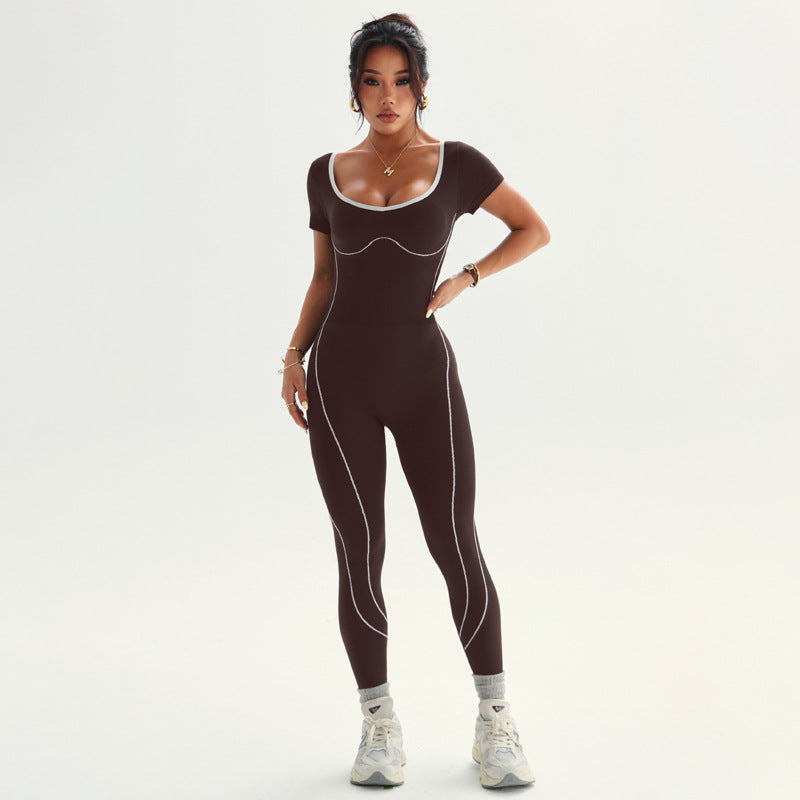 Running Sports Yoga Short Sleeves Jumpsuits YWHQ W25164