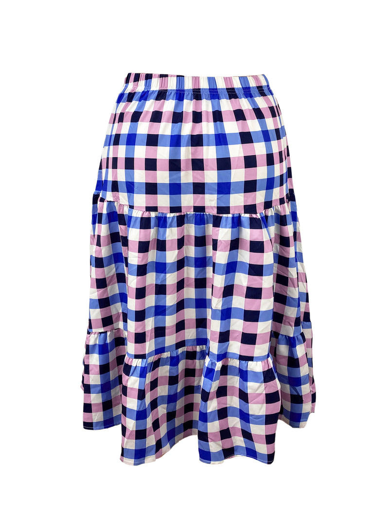 Plus Size Plaid Print Loose Half Body Skirt GAWE 6300
