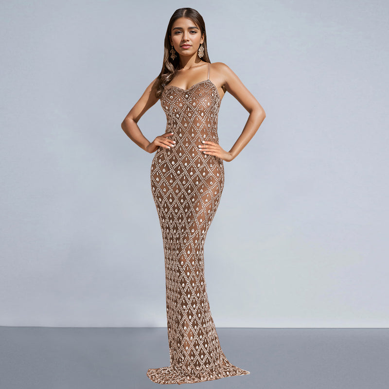 Sexy Hot Drill Solid Color Maxi Dress BY 7160