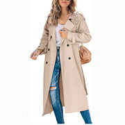 Solid Color Long Sleeve Double Breasted Coat GOFY 888
