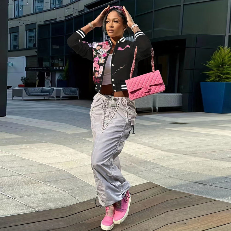 Fashion Print Cardigan Baseball Jacket Coat FSXF 529