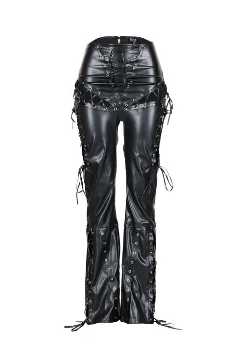 Bandage Skinny PU Leather Pants YRST T172