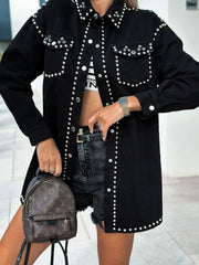 Vintage Studded Loose Fit Denim Jacket GYAN 3250