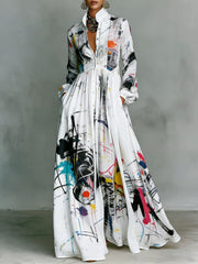 Plus Size Patterned Printed Long Dress GQLK KG6697
