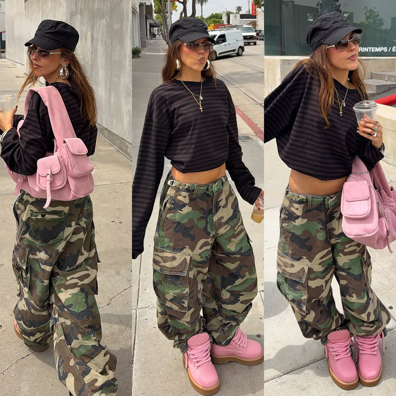 Camouflage Print Loose Casual Pants SH 391581