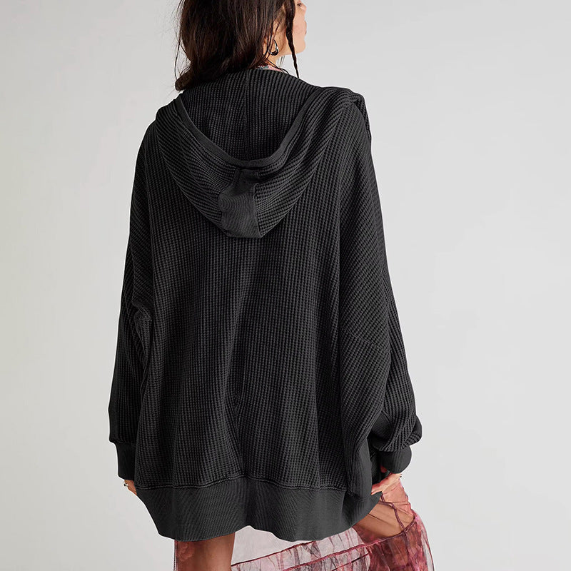 Solid Color Long Sleeve Hooded Coat GSZM ZTP1387
