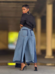 Contrast Color Loose Denim Jeans GYLN 8306
