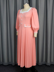 Plus Size Single Breasted Square Neck Maxi Dress GKEN AM041206