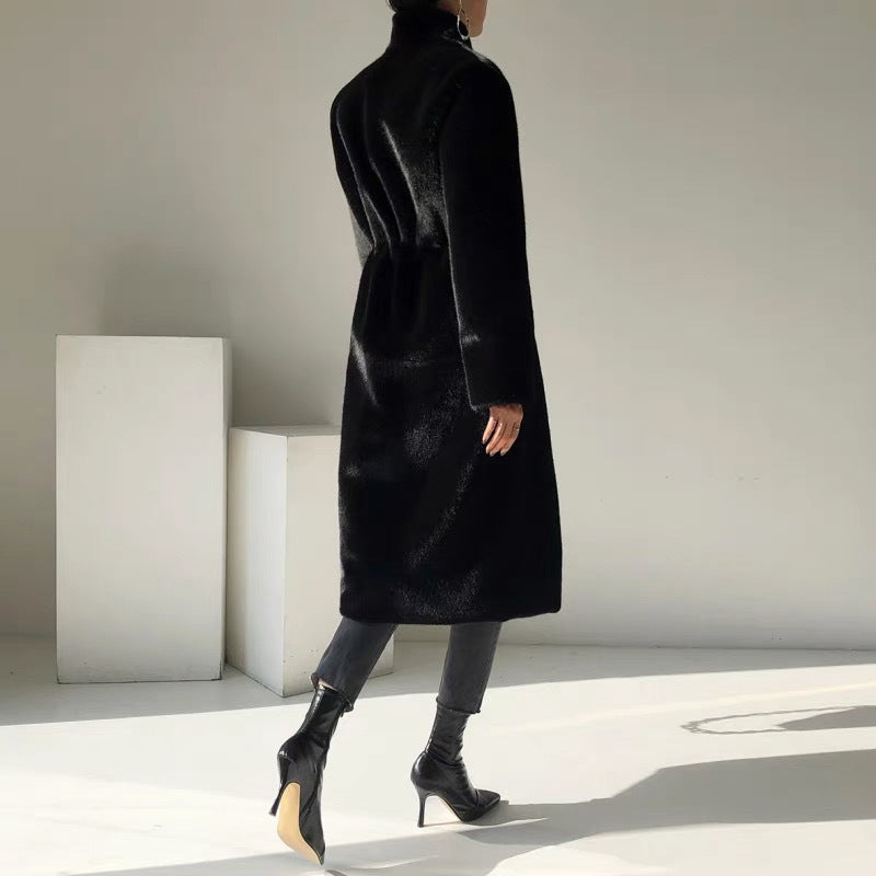 Faux Mink Fur Stand Collar Coat HHMY 2024