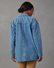 Fashion Washed Blue Denim Blazer GYAN 32137