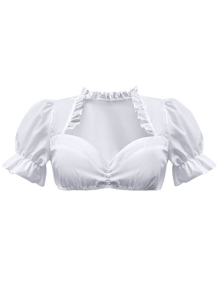 Solid Color Short Sleeve Crop Shirt GMMD 8116