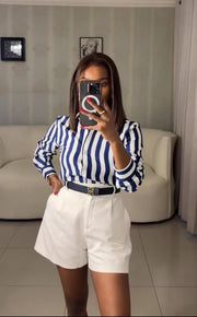 Casual Stripe Long Sleeve Shirt QODY 6027