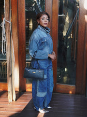 Plus Size Contrast Color Patch Loose Jeans GYLN 0817