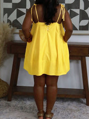 Solid Color Sling Loose Casual Dress QYMF TY033