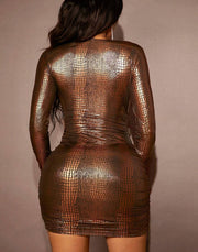 Long Sleeve Solid Color Bodycon Dress GFMA 0406