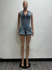 Sexy Zipper Sleeveless Denim Romper YMEF 53065