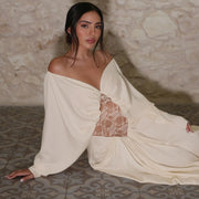 Lace Patchwork Long Sleeve Maxi Dress DLSF K6D14452A