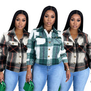 Long Sleeve Plaid Print Shirt YIM 383