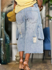 Plus Size Fashion Holes Raw Edge Seventh Jeans GYLN 0998