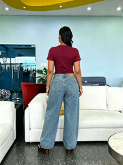 Plus Size Washed Straight Jeans GYLN 1611