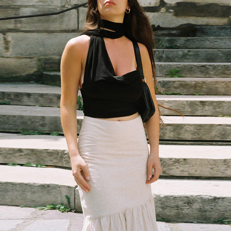 Sexy Single Shoulder Tie Up Tops FL YL25039MHO