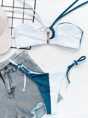 Sexy Halter Neck Splice Swimsuit Two Piece Sets CSYZ B500W