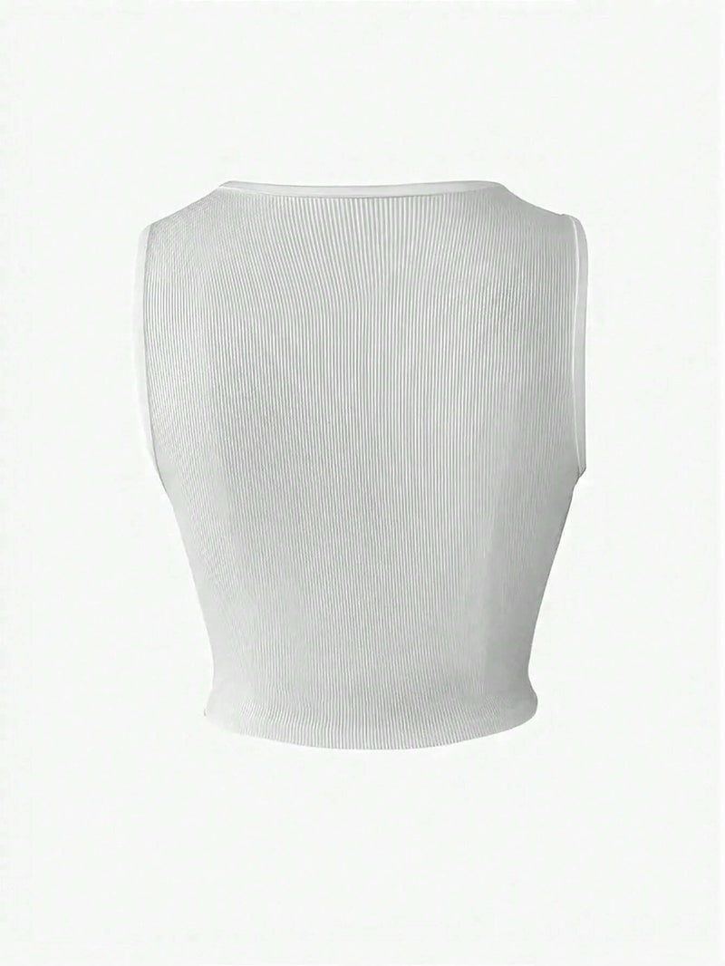 Letter Print U Neck Tank Top HMYI 46473