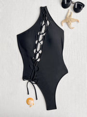 Solid Color Sexy Single Shoulder One Piece Swimsuit CASF 6590