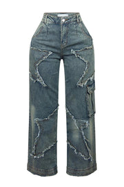 Star Tassel Loose Straight Jeans GZCF 30057