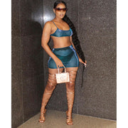Mesh See Through Sling Top And Skirts Two Piece Set JZHF 8030