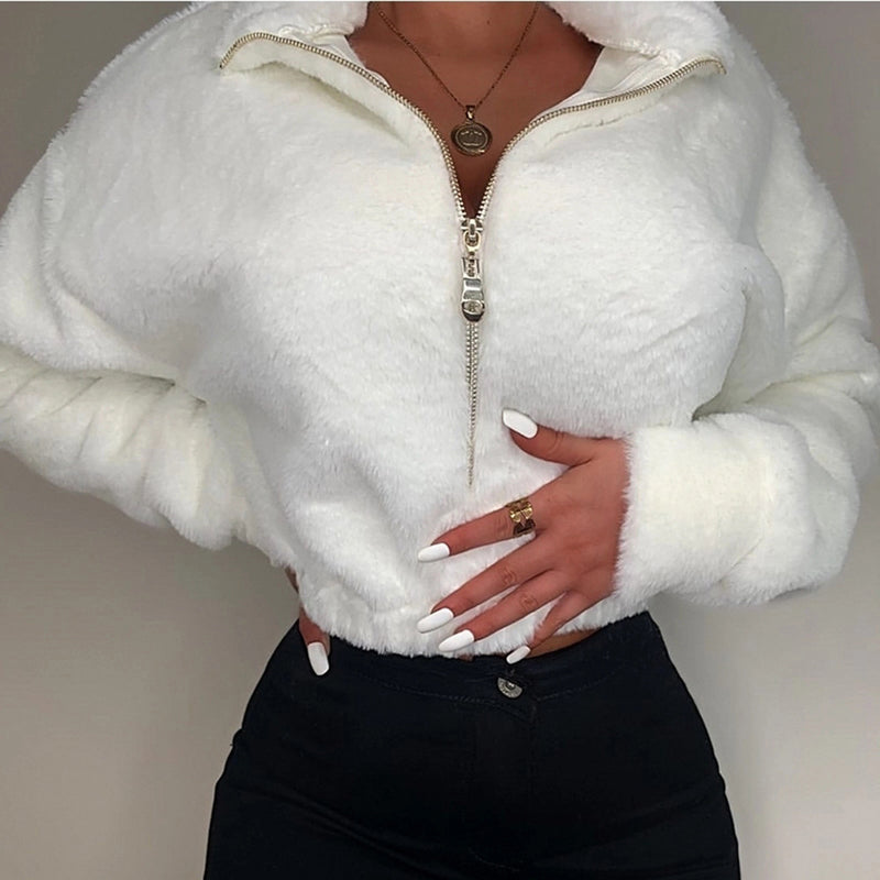 Long Sleeve Warm Plush Zipper Sweatshirt GNZD 8030DN