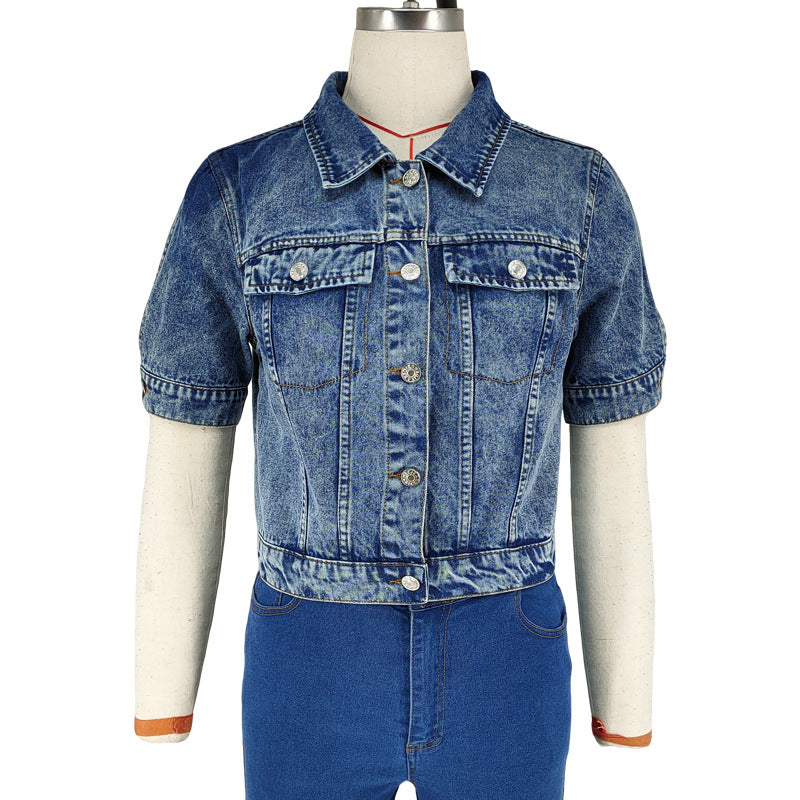 Fashion Short Sleeve Denim Jacket GDAM 218738