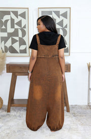 Plus Size Casual Loose Fit Lantern Denim Overalls GYLN 0621