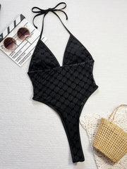 Mesh Patchwork Halterneck One Piece Swimsuit CSYZ G187W