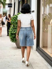 Hot Drill Bow Tie Denim Shorts GYLN 9839