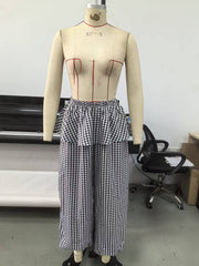 Plaid Print Loose Wide Leg Pants GHYX TXY5340